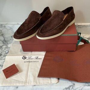 Loro Piana Chocolate Suede Loafers